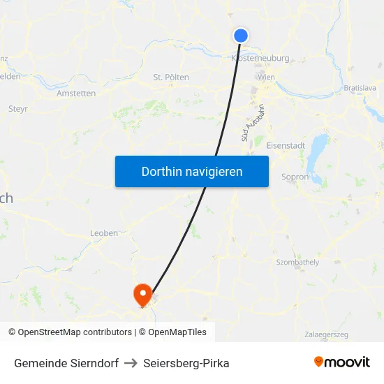 Gemeinde Sierndorf to Seiersberg-Pirka map