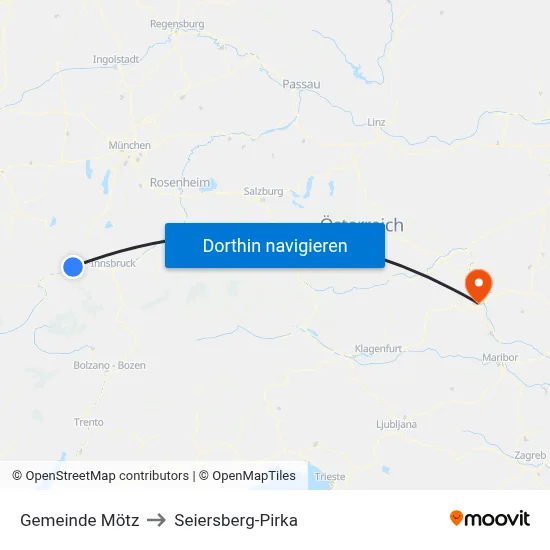 Gemeinde Mötz to Seiersberg-Pirka map