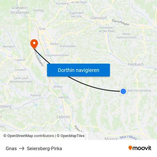 Gnas to Seiersberg-Pirka map