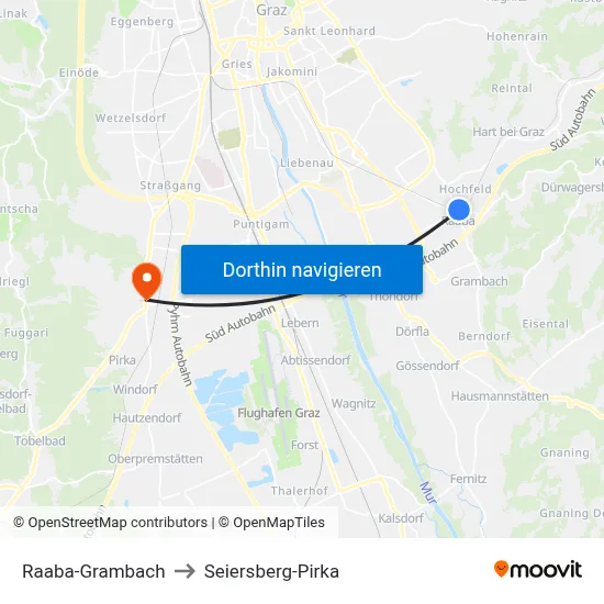Raaba-Grambach to Seiersberg-Pirka map