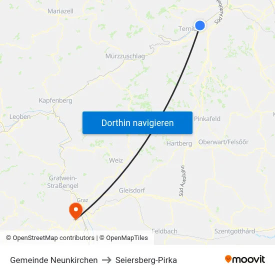 Gemeinde Neunkirchen to Seiersberg-Pirka map