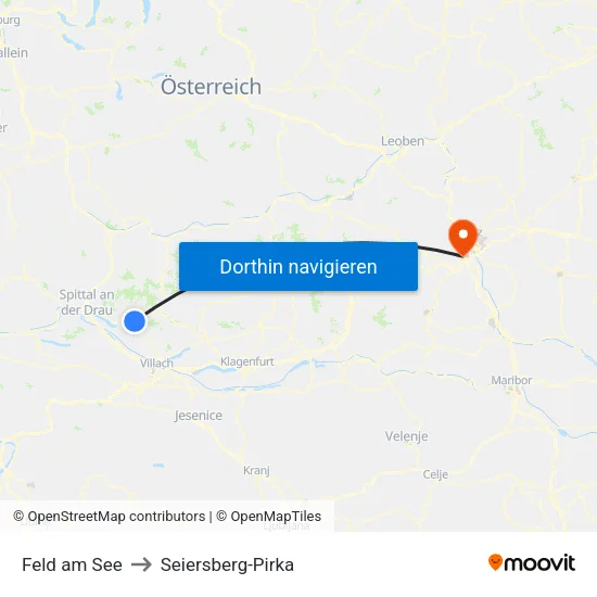 Feld am See to Seiersberg-Pirka map