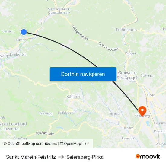 Sankt Marein-Feistritz to Seiersberg-Pirka map