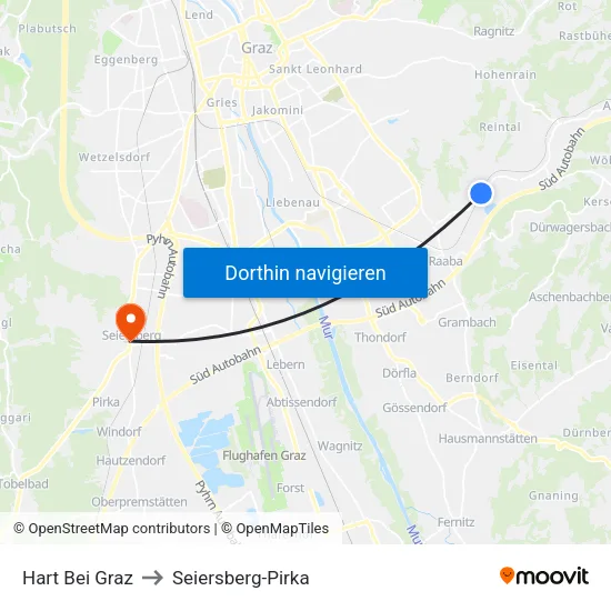Hart Bei Graz to Seiersberg-Pirka map