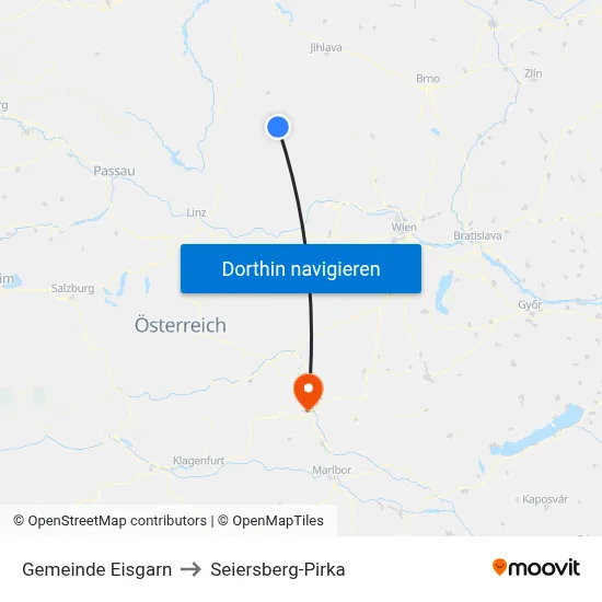 Gemeinde Eisgarn to Seiersberg-Pirka map