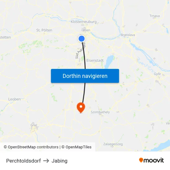 Perchtoldsdorf to Jabing map