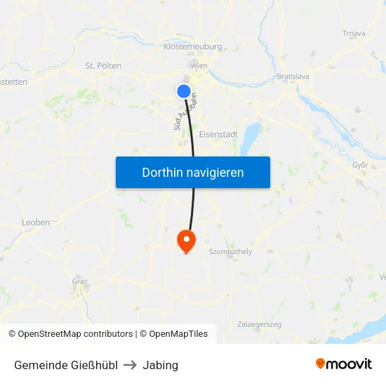Gemeinde Gießhübl to Jabing map