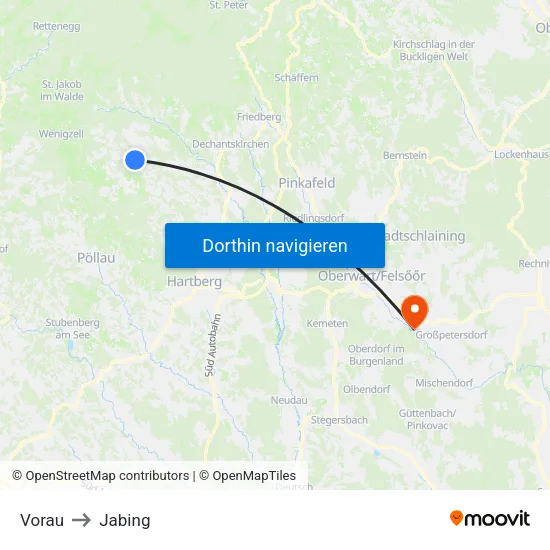 Vorau to Jabing map