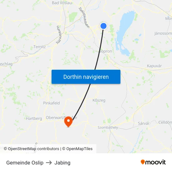 Gemeinde Oslip to Jabing map