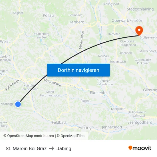 St. Marein Bei Graz to Jabing map