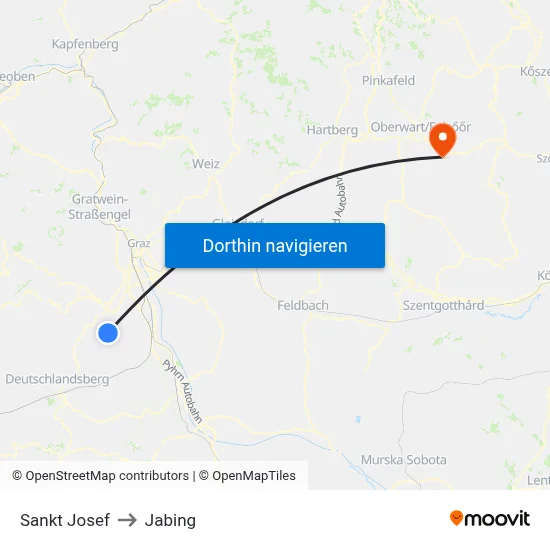 Sankt Josef to Jabing map