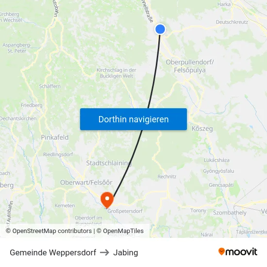 Gemeinde Weppersdorf to Jabing map