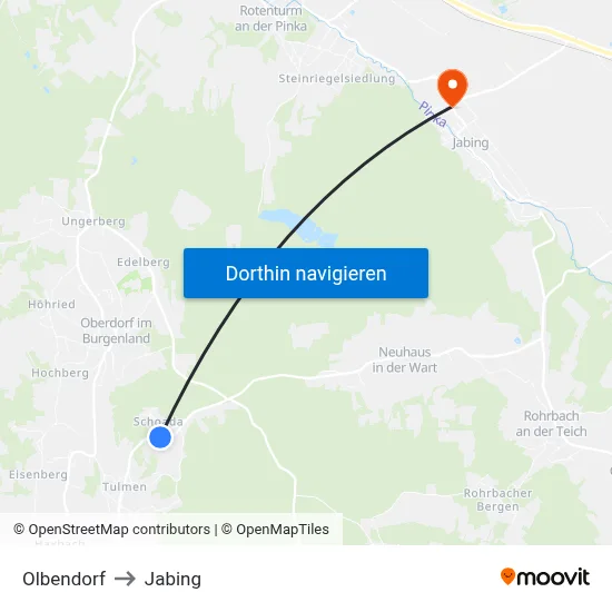 Olbendorf to Jabing map