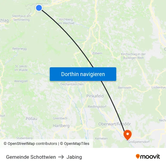 Gemeinde Schottwien to Jabing map