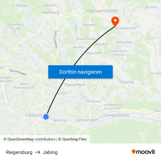 Riegersburg to Jabing map