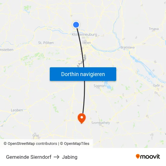 Gemeinde Sierndorf to Jabing map