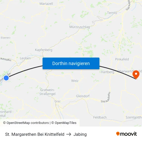 St. Margarethen Bei Knittelfeld to Jabing map