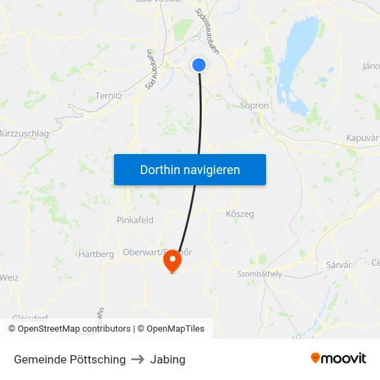 Gemeinde Pöttsching to Jabing map