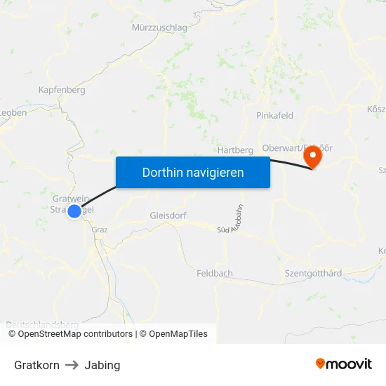 Gratkorn to Jabing map