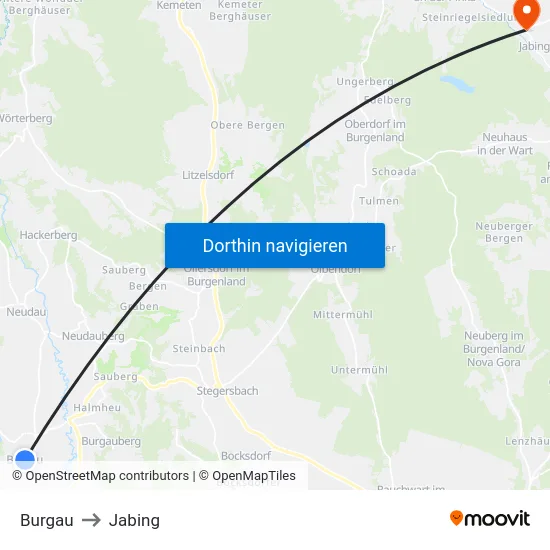 Burgau to Jabing map