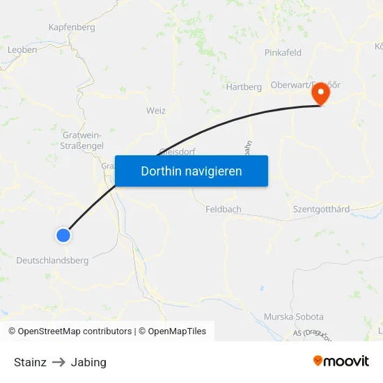 Stainz to Jabing map