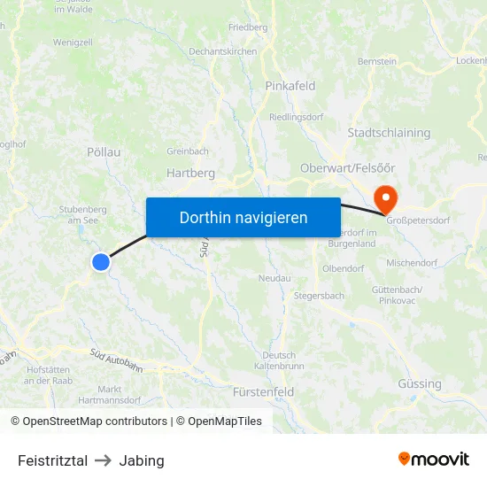Feistritztal to Jabing map
