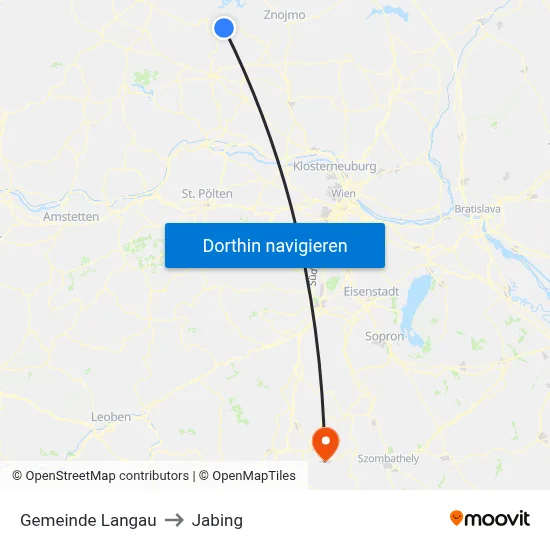 Gemeinde Langau to Jabing map