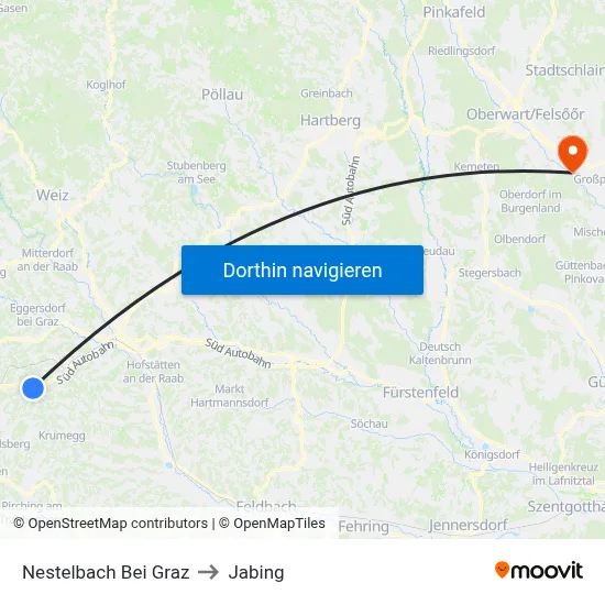 Nestelbach Bei Graz to Jabing map
