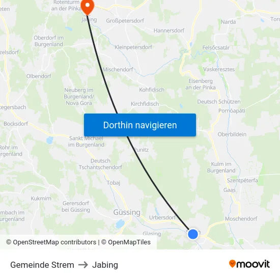 Gemeinde Strem to Jabing map