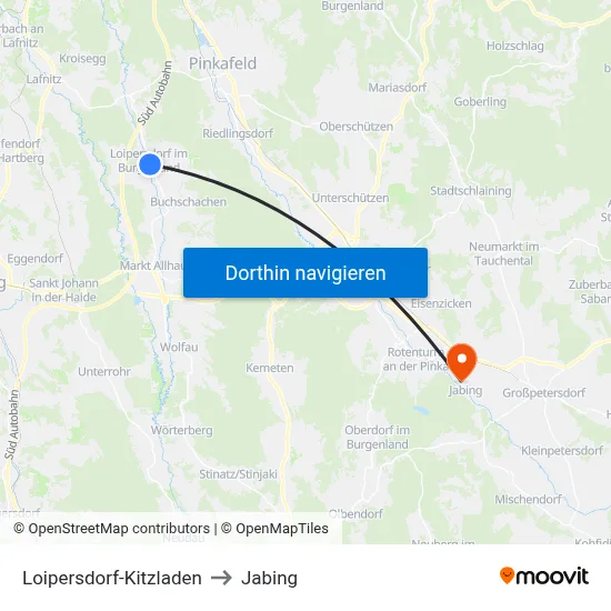 Loipersdorf-Kitzladen to Jabing map