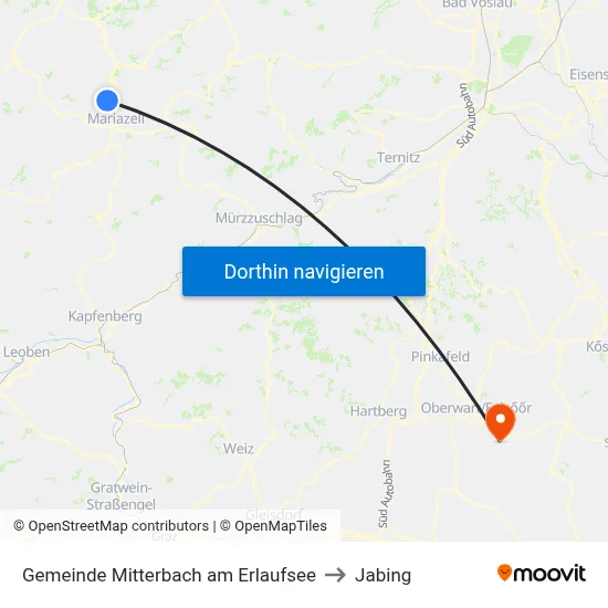 Gemeinde Mitterbach am Erlaufsee to Jabing map