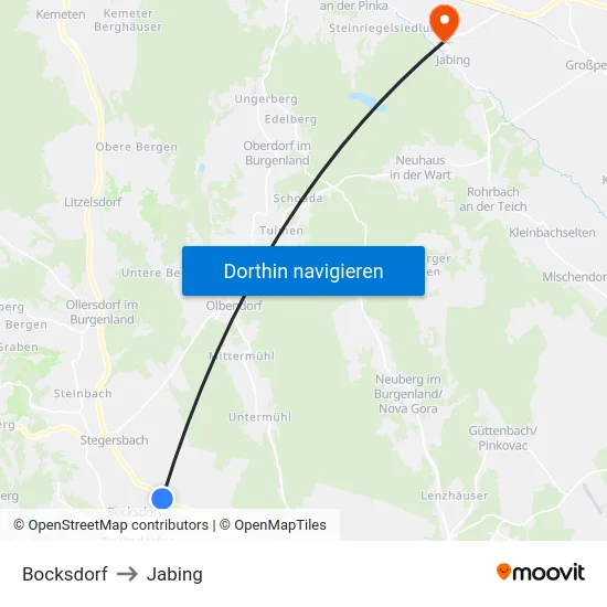 Bocksdorf to Jabing map