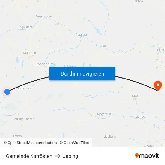 Gemeinde Karrösten to Jabing map