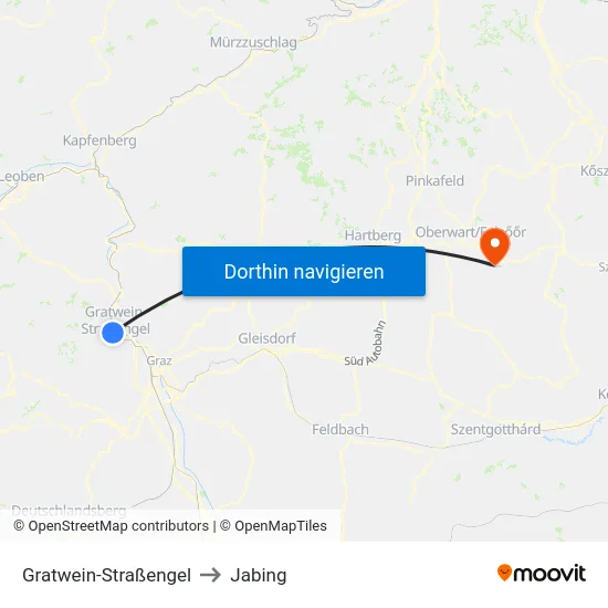 Gratwein-Straßengel to Jabing map