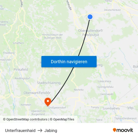 Unterfrauenhaid to Jabing map