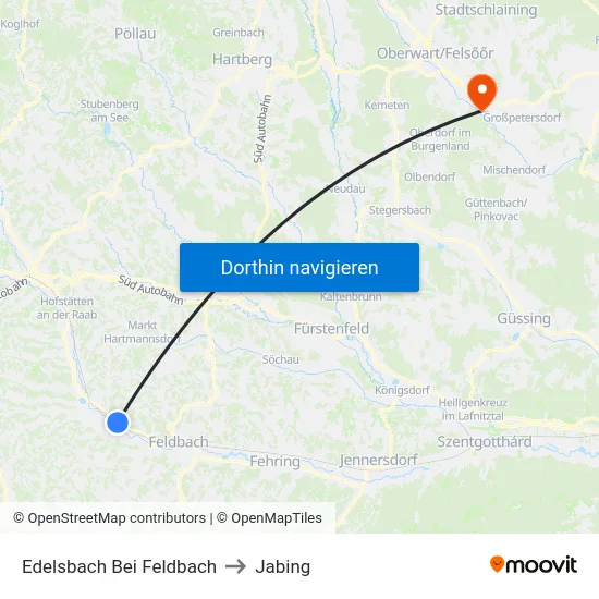 Edelsbach Bei Feldbach to Jabing map