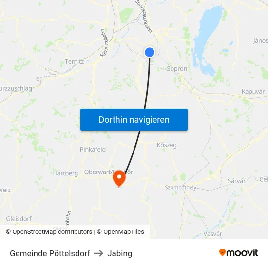 Gemeinde Pöttelsdorf to Jabing map