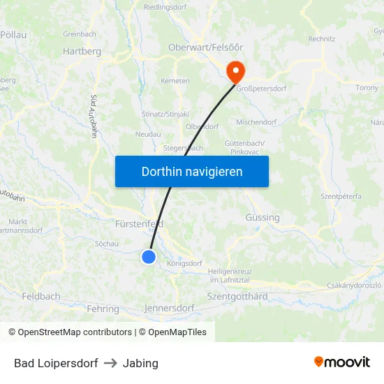 Bad Loipersdorf to Jabing map