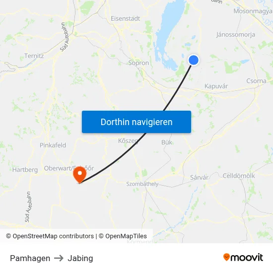 Pamhagen to Jabing map