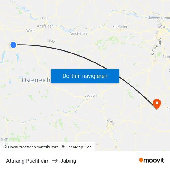 Attnang-Puchheim to Jabing map