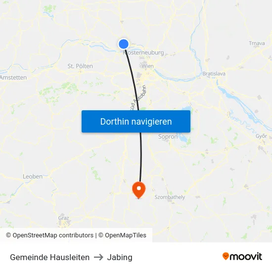 Gemeinde Hausleiten to Jabing map