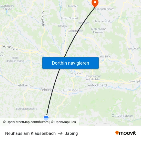Neuhaus am Klausenbach to Jabing map