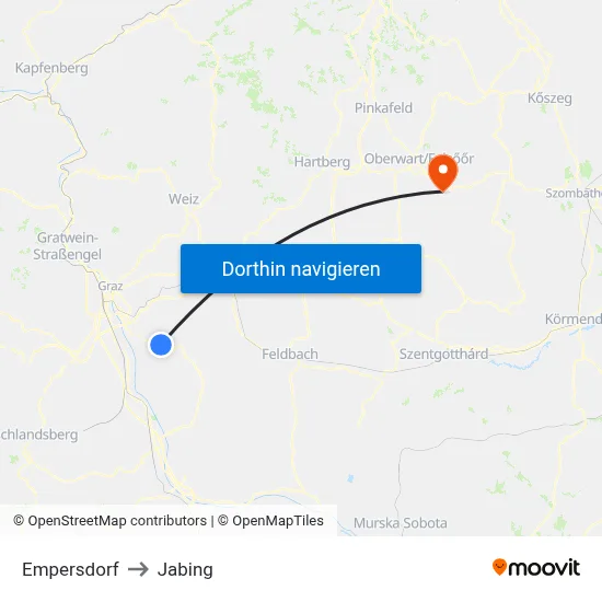Empersdorf to Jabing map