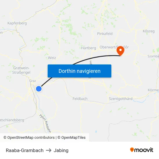 Raaba-Grambach to Jabing map