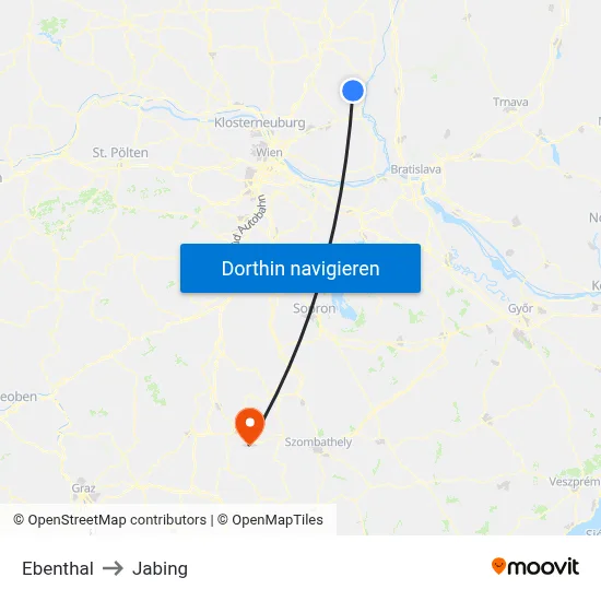 Ebenthal to Jabing map