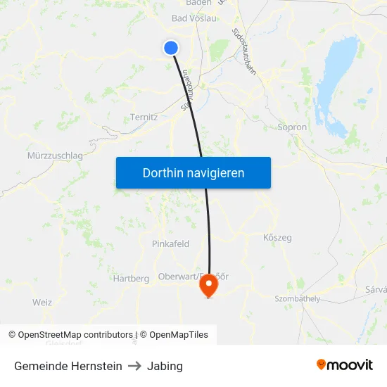 Gemeinde Hernstein to Jabing map