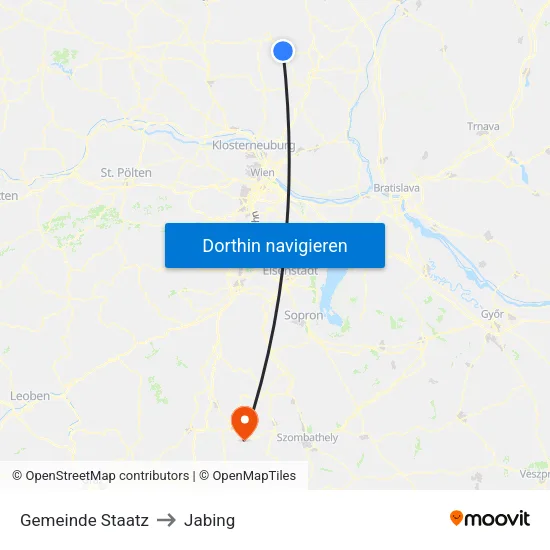 Gemeinde Staatz to Jabing map