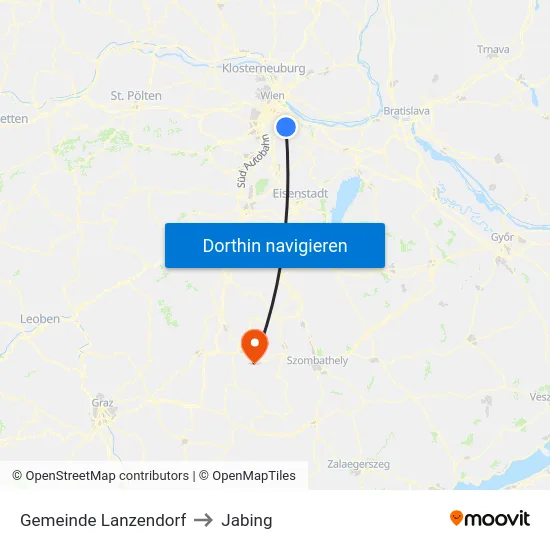 Gemeinde Lanzendorf to Jabing map