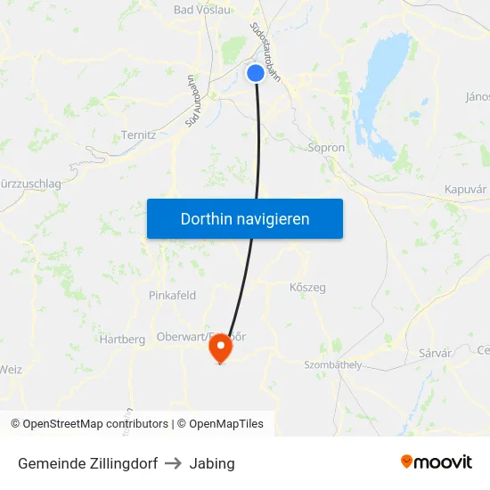 Gemeinde Zillingdorf to Jabing map