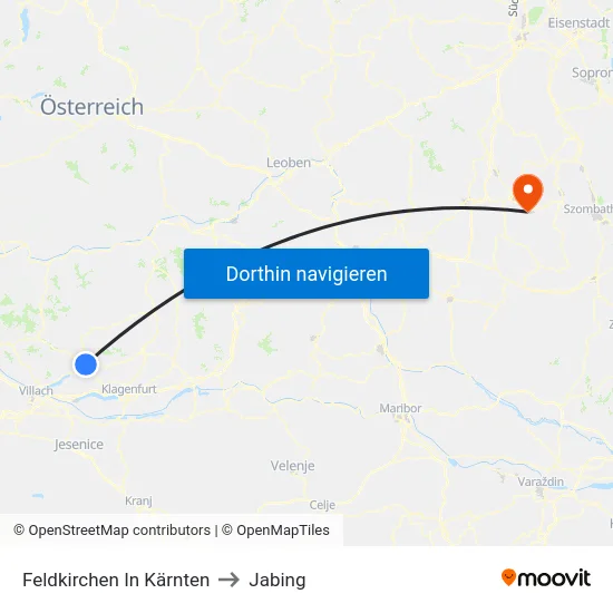 Feldkirchen In Kärnten to Jabing map